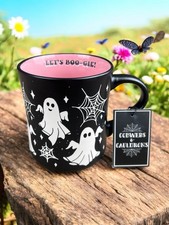 Large Halloween Coffee Mug Ghost, Spiderwebs LET S BOO-GIE Cobwebs Couldrons