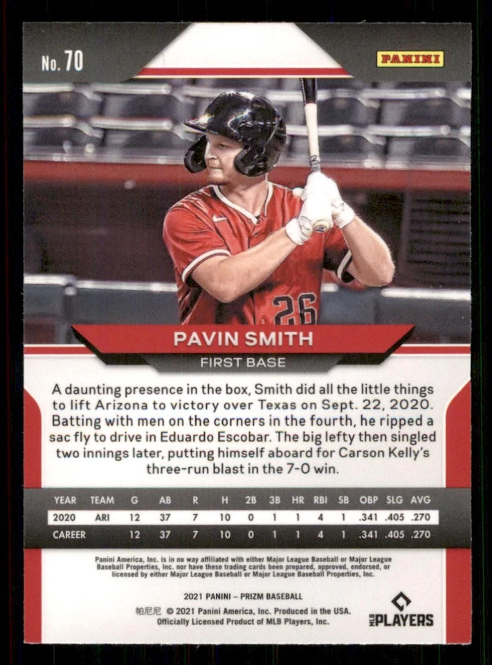 2021 Panini Prizm #70 Pavin Smith RC - Image 2 of 2