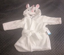 Hudson Baby Girl Plush Unicorn Face Hooded Bathrobe 0-9 Months