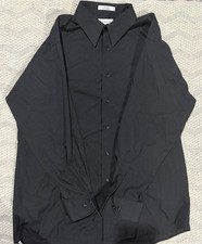 Vintage Van Heusen Black Satin Stripe Long Sleeve Dress Shirt L 16.5 34/35