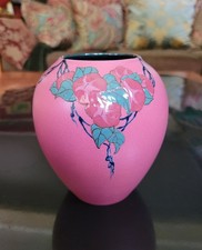 SARA SAX ROOKWOOD POTTERY VASE Rare French Red Glaze Morning Glories 1921 MINT