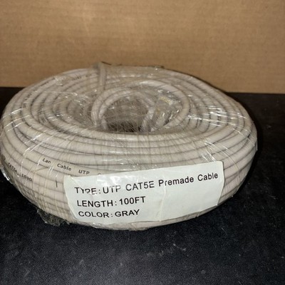 UTP CAT5E Premade Cable Length: 100FT (Gray)