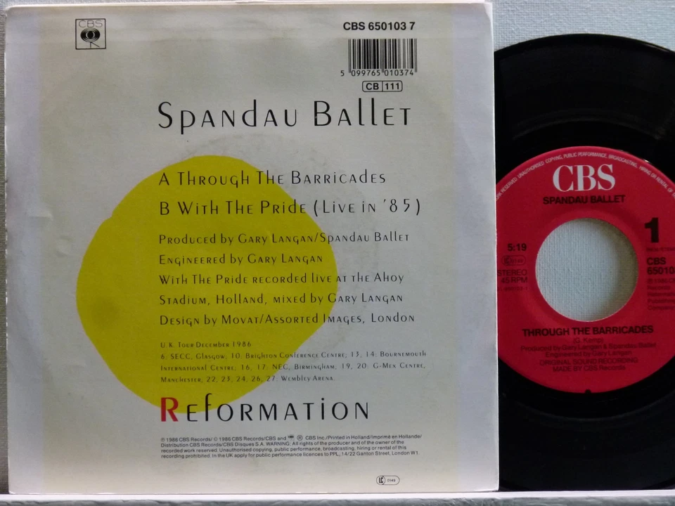 Spandau Ballet -Through The Barricades / With The Pride  NL-1986  CBS 650 103-7 - Bild 2 von 2