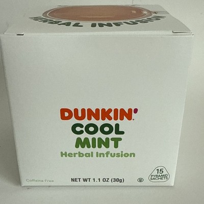 Dunkin Donuts Cool Mint Herbal Infusion Tea 15 Tea bags Fresh Sealed Box Exp2027
