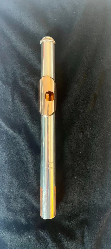 Flauta de plata esterlina hecha a mano Powell, desplazamiento G, trino C#, pie B, cabeza de aurumita Foto 4 de 4