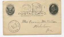 1903 McKinley 1c postal card Hornellsville NY to Nicholson PA full message