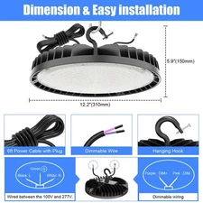 150W 200W 240W LED UFO High Bay Light Factory Warehouse Commercial Shop Light US