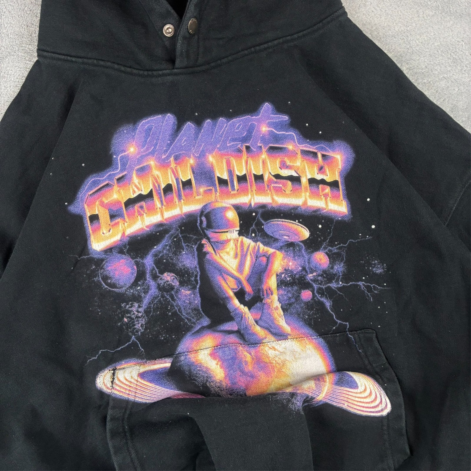VTG Childish TGF Bros Planet Spaceman Black Heavyweight Oversized Medium Hoodie image 4