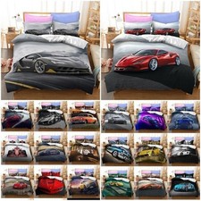 Sports Racing Car Duvet Quilt Cover With Pillowcases Single Double Bedding Set