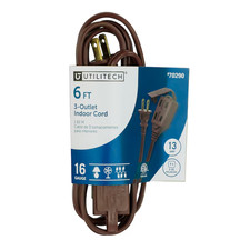 Utilitech 6-Ft 16 / 2 Light Duty 2 Prong Brown Indoor Extension Power Cord