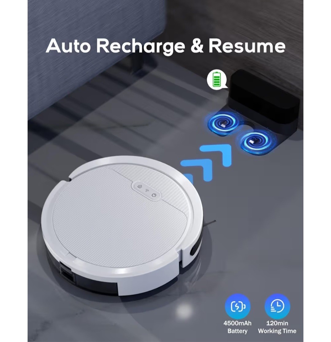 Pureatic V3 Robot Vacuum Cleaner Mop 5000 Pa Strong Suction White W remote 4