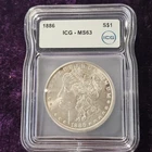 1886 ICG MS65 MORGAN SILVER DOLLAR BEAUTIFUL COIN