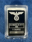 Eagle Iron Cross - 1oz . German Silver ALLOY Proof Bar Ingot In Capsule
