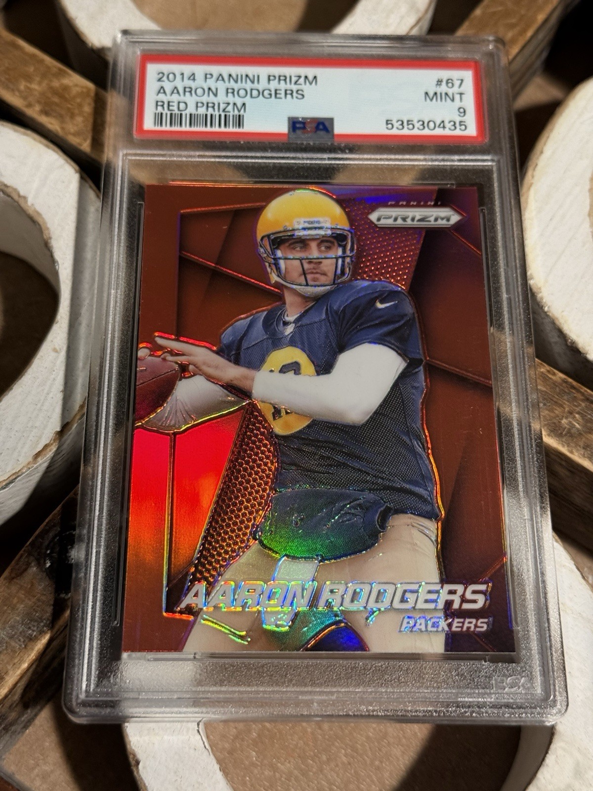 2014 Prizm Aaron Rodgers Red #67 Packers PSA 9