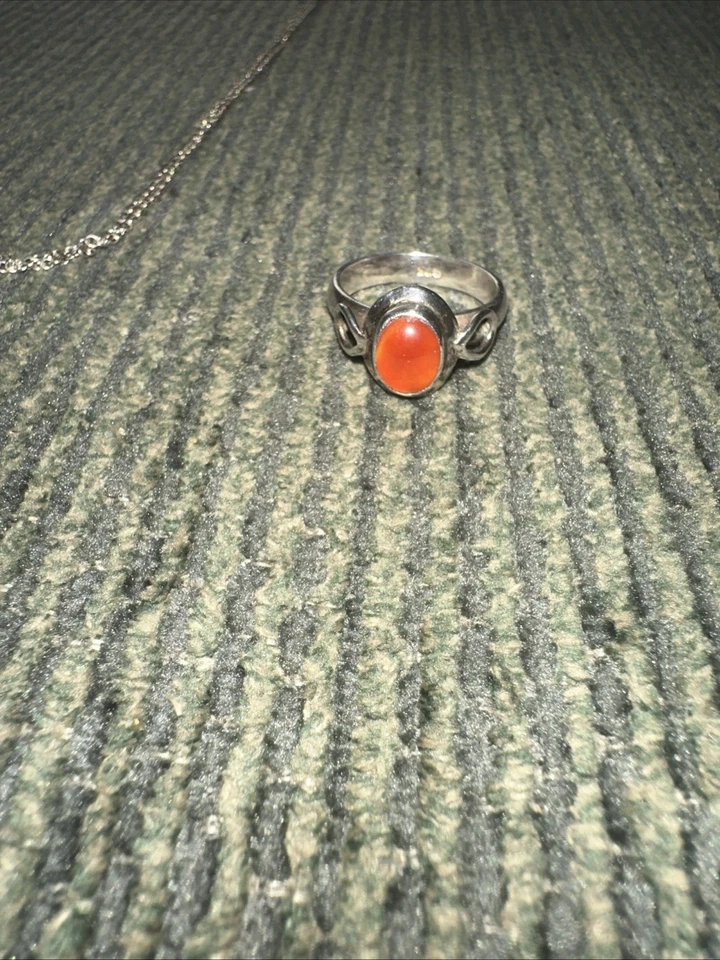 Натуральный сердолик ремесленник серебро кольцо сделано в Мексике богемное эклектичный размер 7 - Изображение 3 из 4