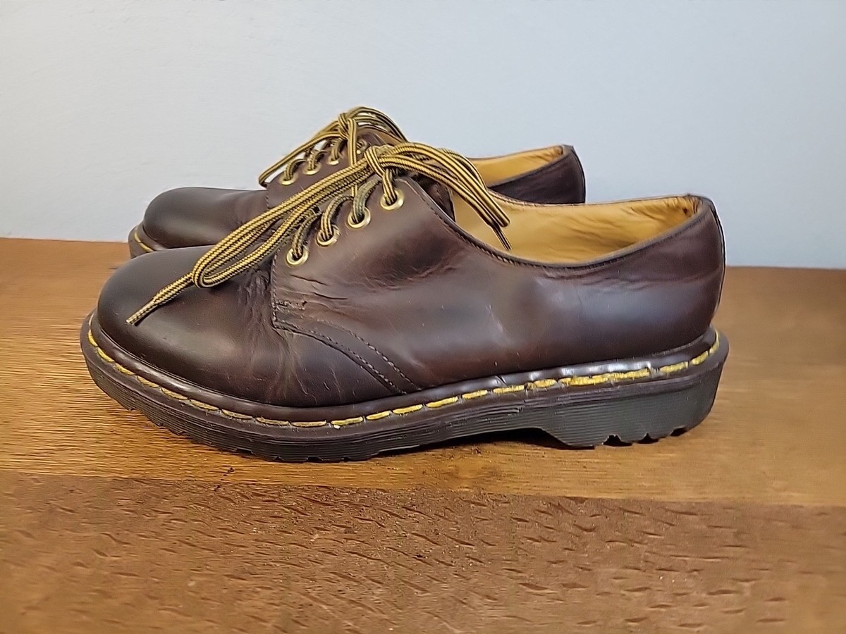 Vtg made in England Brown Leather Oxfords 4 Eye Doc Dr  display picture 1