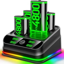 Rysker Charger with 4x4800mWh Rechargeable Battery Pack for Xbox One/Series X...