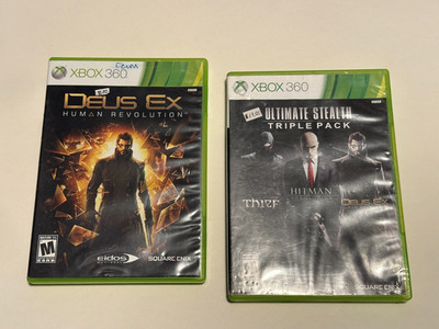 2 Game Lot Deus Ex Human Revolution + Hitman Absolution Microsoft Xbox 360