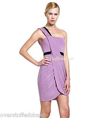 NWT $268 BCBGMAXAZRIA Mila Violet One-Shoulder Dress MEDIUM | eBay