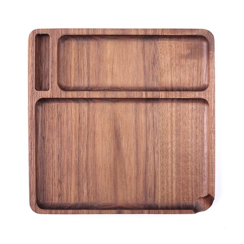 Black Walnut Tobacco Rolling Tray Handcrafted Wooden Smoking Rolling Tray Square - 第 1/6 張圖片
