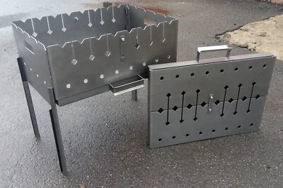 Portable mangal suitcase 8 skewers, steel 2 mm grill barbecue BBQ kebab shashlik