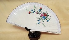 Gorgeous Vintage Hand Painted Ladies Hand Fan From Spain In Mint Condition
