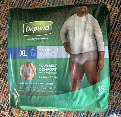 4 Depend FIT-FLEX Maximum Protection Incontinence Underwear for Men XL Gray 15