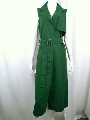 UniqloX J W Anderson Linen Blend Belted Sleeveless Lapel Dress #55 Green M