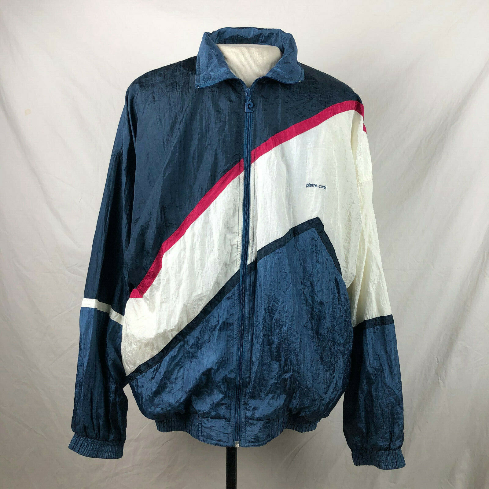 Vintage 80s PIERRE CARDIN Nylon Track Jacket XL M… - image 1