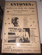 1992 Sonny Boy Williamson Benefit Window Card - Antone's of Austin, Texas