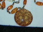 Vintage 20" Murano Glass Amber Filigree Gold Bead Pendant chain Long Necklace — photo 2