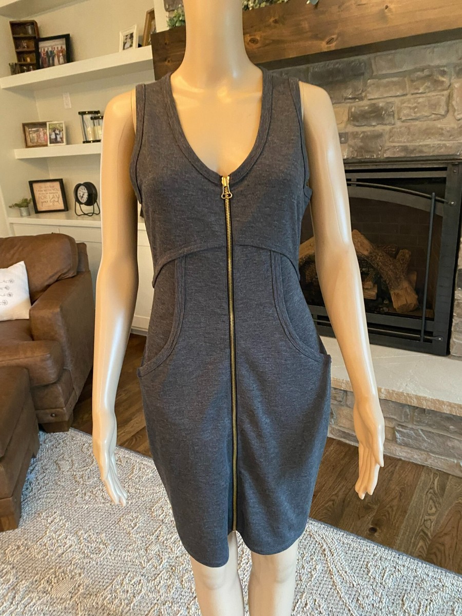 T By Alexander Wang Womens Size M Charcoal Grey Zip Front Ponte Dress *** |  eBay