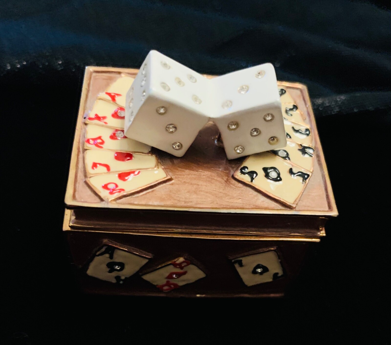 Dice Cards Gambling Trinket Box Vegas Casino Poker Full House eBay