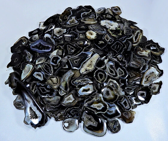 LOTE AL POR MAYOR DE PIEDRAS PRECIOSAS SUELTAS CABUJÓN MEZCLA ÁGATA DRUZY REBANADA NEGRA NATURAL MI314 Foto 4 de 4