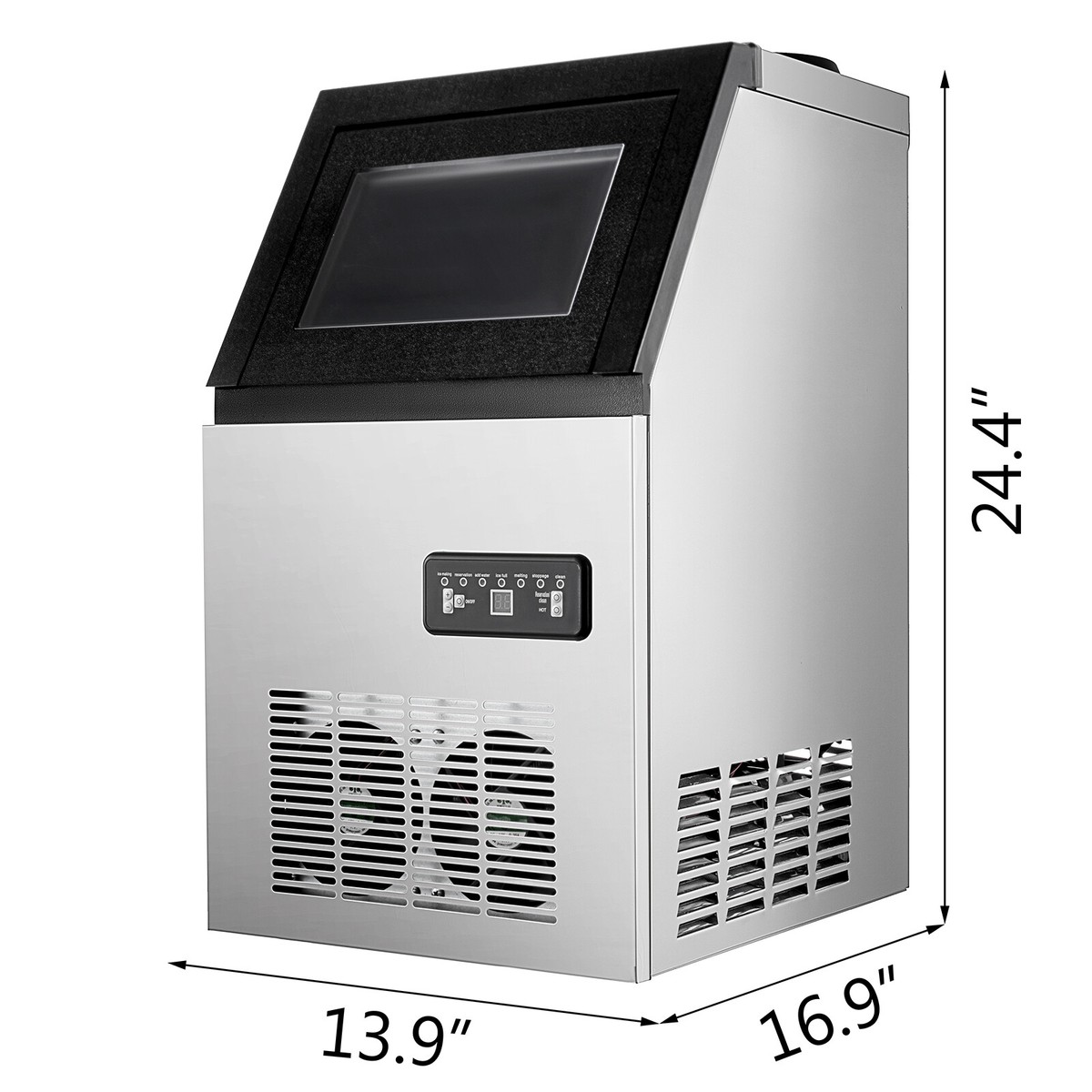 150 Lb Commercial Ice Maker - Freestanding Undercounter Machine Makes Square Cubes, 70kg/150lbs Per Day