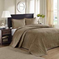 NEW  COZY XXXL LARGE OVERSIZE CHIC MODERN SOFT BROWN FLOOR BEDSPREAD QUILT SET