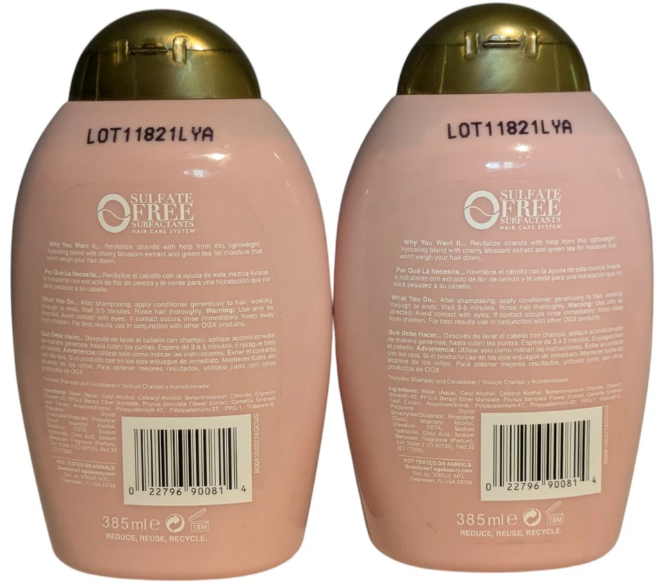 4 Pack OGX Cherry Blossom Conditioner Heavenly Hydration Sulfate Free 13 fl oz - Image 2 of 4