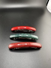 Goody s Dark Romance 3 Vintage Hair Clips Unmarked 3.5 Brown Red Green READ