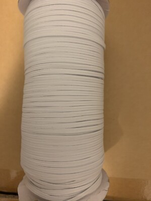 16 Yd Flat Elastic Stretch Trim Strap Sew Rope Band DIY Mask 1/8  3mm White