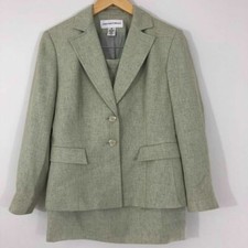 Jones New York Ladies SZ 6 Skirt Suit Fully Lined Grey Tweed 2 Button