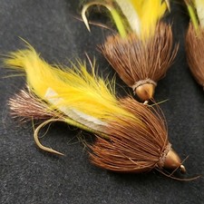 STREAMER CONE HEAD FISHING FLIES BUGGER BUNNY YELLOW SIZE 2 CUSTOM TIED FRONTIER