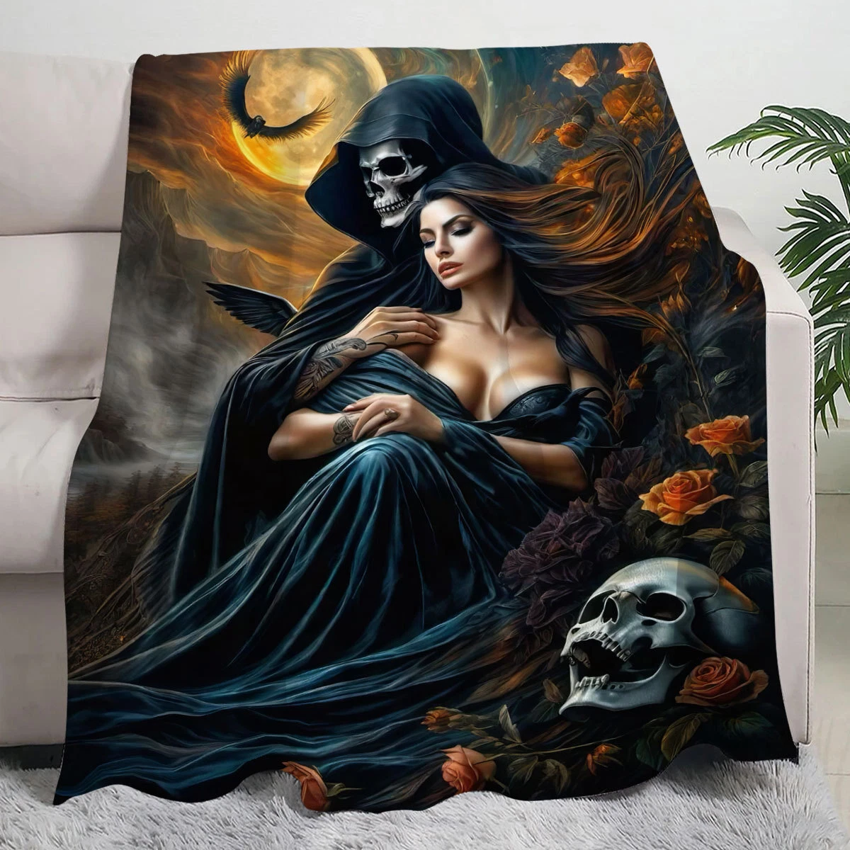 Devil Beauty Flannel Blanket Digital Printed Soft and Comfortable