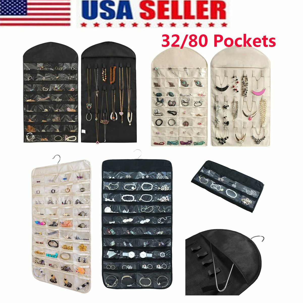 Closet Hanging Jewelry Organizer Necklace Storage Holder Travel Display
