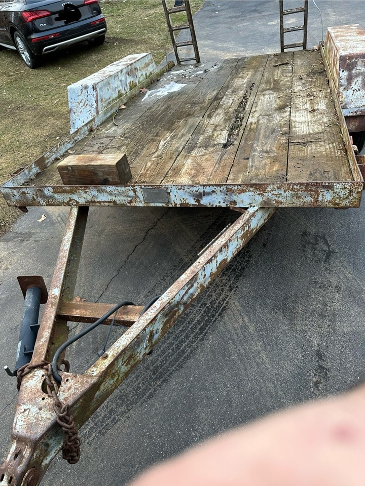 1983 6x12 9K 10k GVWR Heavy Duty Flatbed Wood Deck Equipment Trailer w