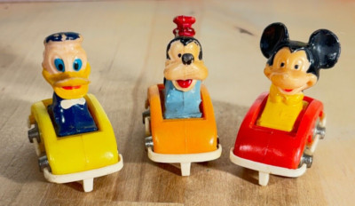 3 Vintage Disney Fun Castle Rollercoaster Cars, Replacements MISSING NOSE 1.75''h