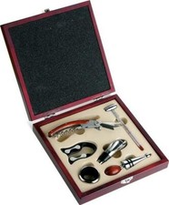 SET SOMMELIER VINO 6 PEZZI ACCESSORI SCATOLA IN LEGNO -