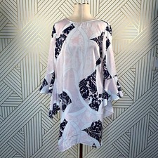 NWT Bar III Ruffle-Sleeve Shift Dress in Pink Black White Lace Print Size M