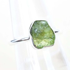 Natural Raw Peridot Stack Ring 925 Sterling Silver Peridot Birthstone Ring-RR166