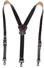 Heavy-Duty Buffalo Leather Work Suspender, 1.5"-Wide Brown Leather Suspenders