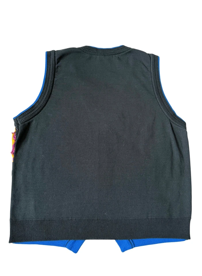 COOGI Sweater Vest Mens Rare L Black Multicolor Cotton Button Front - Image 2 of 4